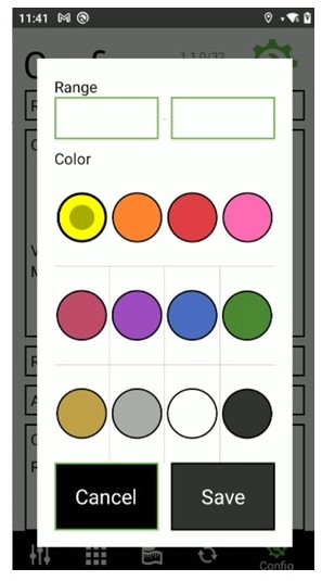 color range buttons with yellow highlighted