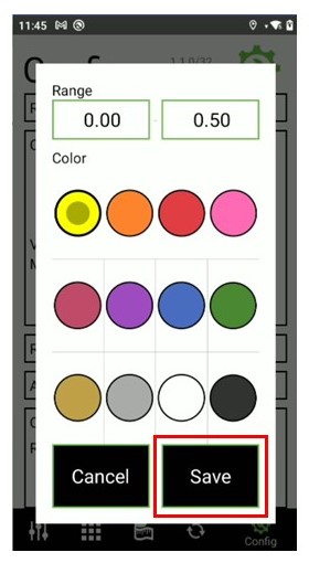 color range buttons and range measurements