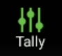Word Tally in white under green vertical lines with green dots on them